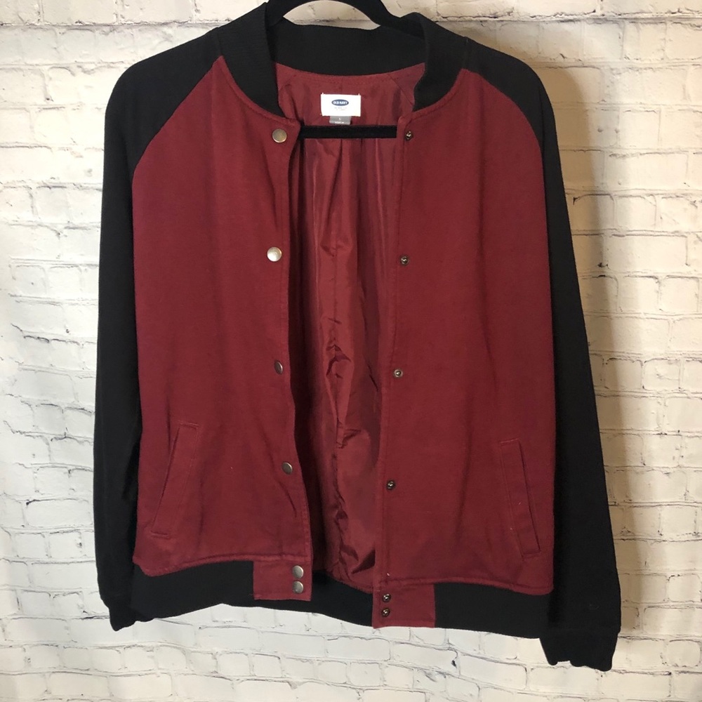 OldNavy bomber varsity jacket size large burgundy